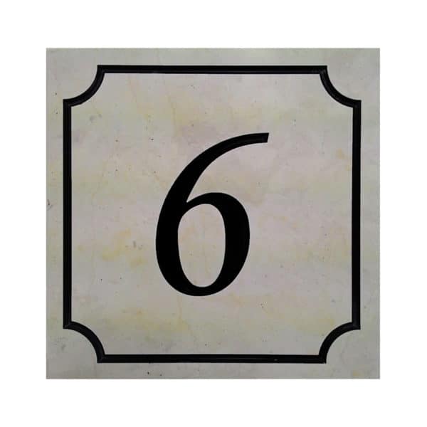 Numero civico 6 inciso in pietra 15x15